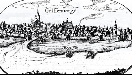 Greifenberg auf der Lubinschen Karte von 1618. Quelle: Wikipedia, Gryfice.